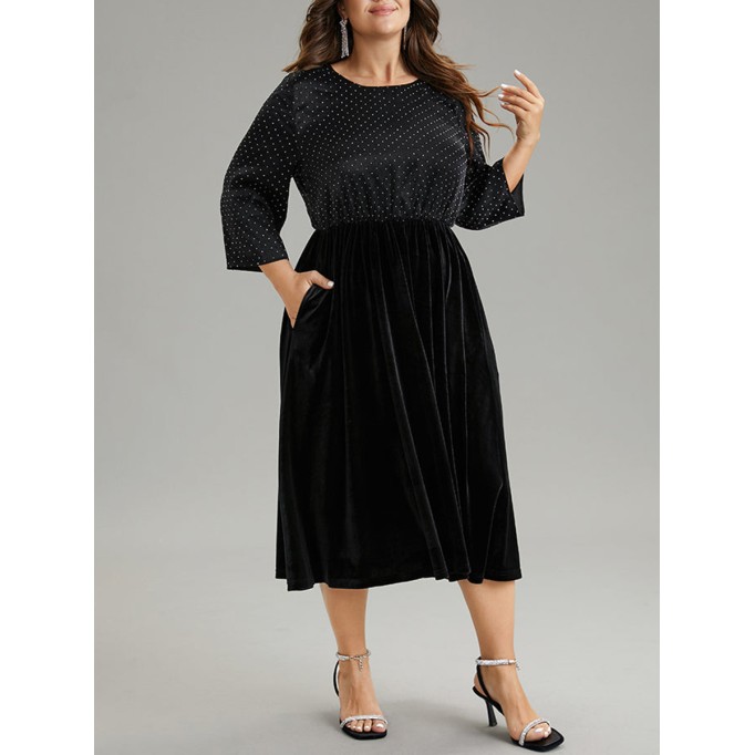 Velvet patchwork plus-size women's dress dress