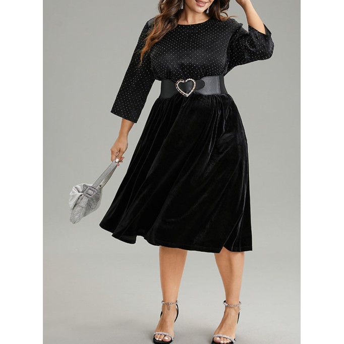 Velvet patchwork plus-size women's dress dress