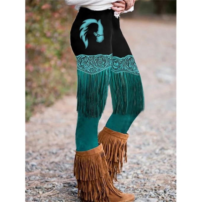 Western Print Skinny Stretch Leggings