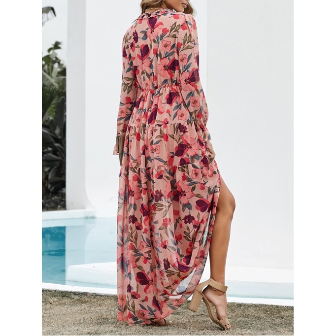 Wild Lotus Ruffle Tiered Maxi Dress