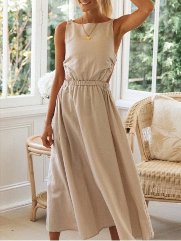 Women Casual Elegant Linen Dress