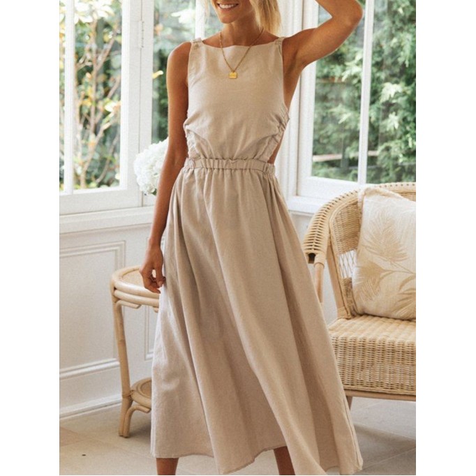 Women Casual Elegant Linen Dress