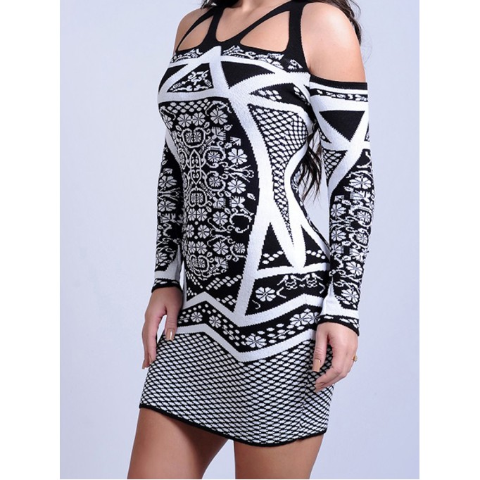 Women Casual Elegant Print Sweater Dress