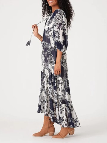 Women's black printed casual dress