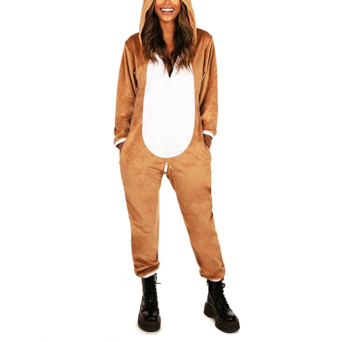 Women's Casual Contrast Color Animal Jumpsuit