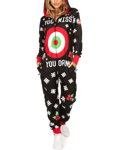 Women's Christmas Contrast Print Jumpsuit