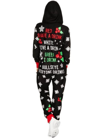 Women's Christmas Contrast Print Jumpsuit