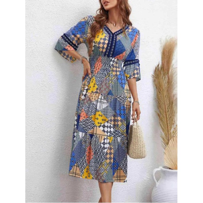 Women's geometric pattern printed dress