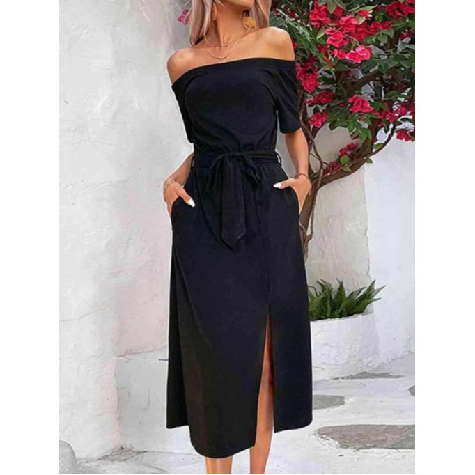 Women's Off Shoulder Waist Dress