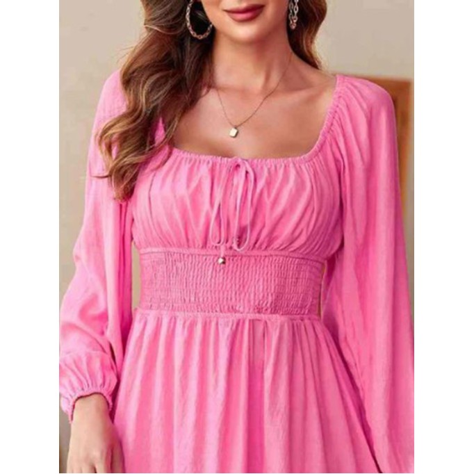 Women's pink bubble sleeved dress