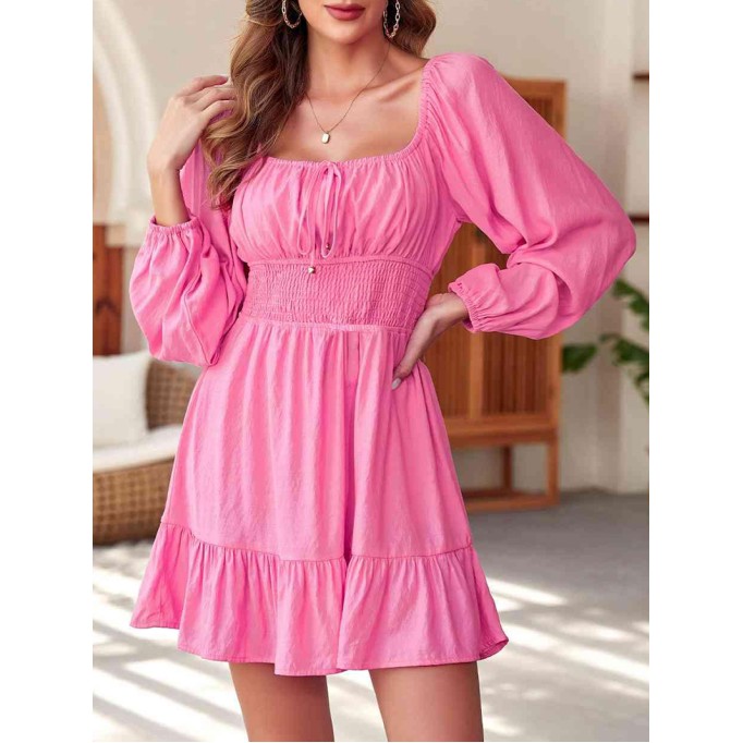 Women's pink bubble sleeved dress