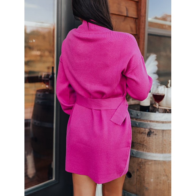 Women's Pink Turtleneck Sweater Dress