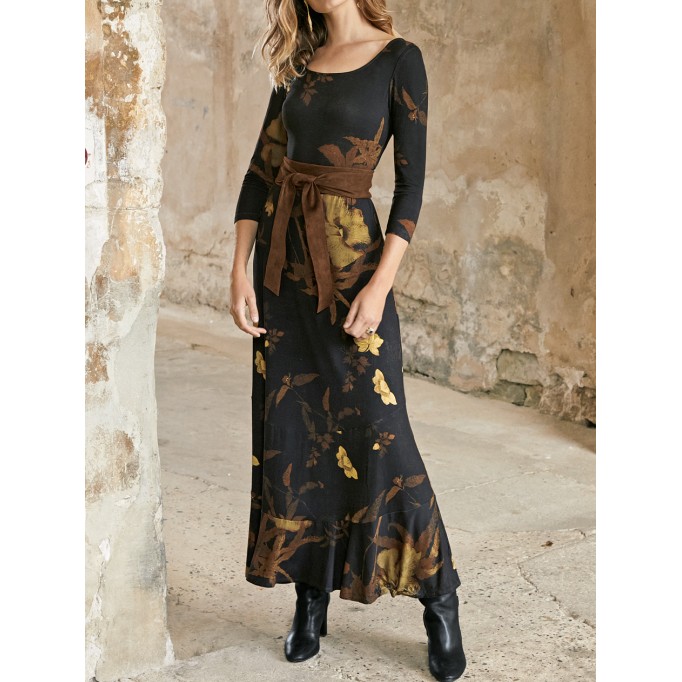 Women's Printed Knit Long Dress