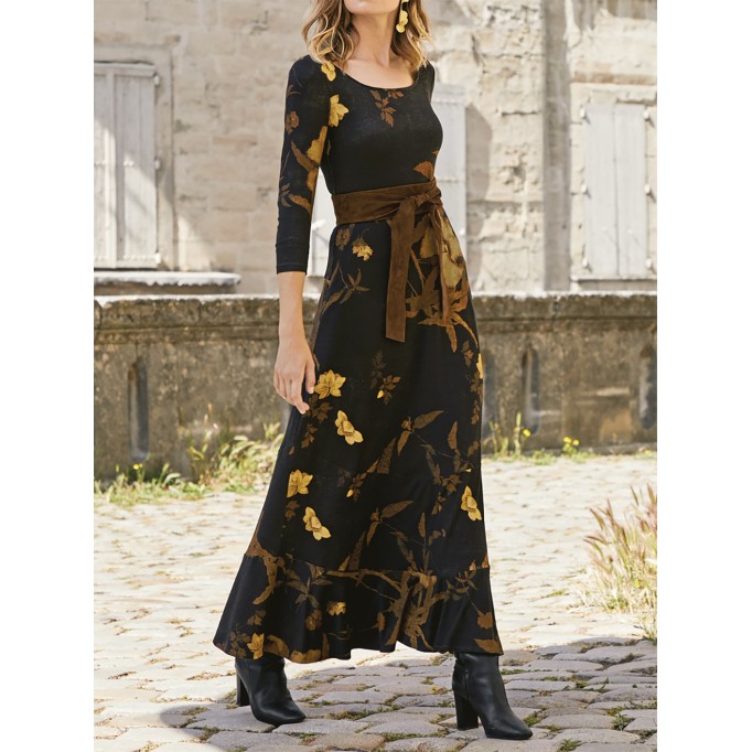 Women's Printed Knit Long Dress