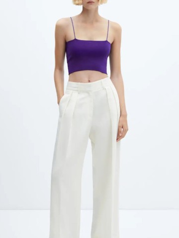 Women's purple suspender pantsuit