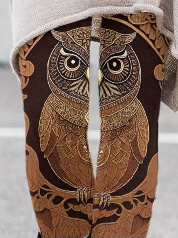 Women's Retro Owl Print Leggings