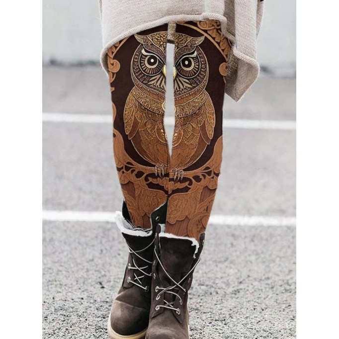 Women's Retro Owl Print Leggings