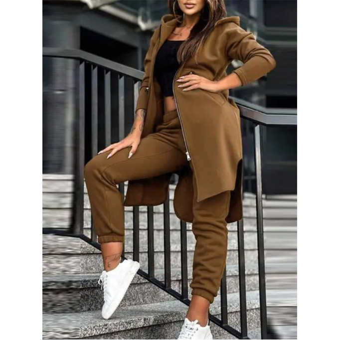 Women's Solid Color Hoodie Two Piece Set