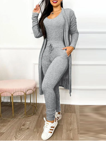 Women's Solid Color Vest and Pants Set