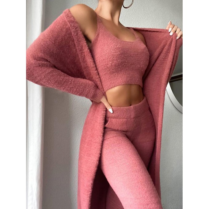 Women's Vest Trousers Knit Cardigan Three Piece Set