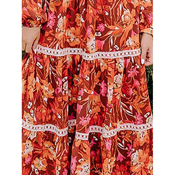 Women's Warm Floral Print Dresses