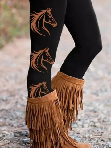 Women's Western Horse Print Leggings